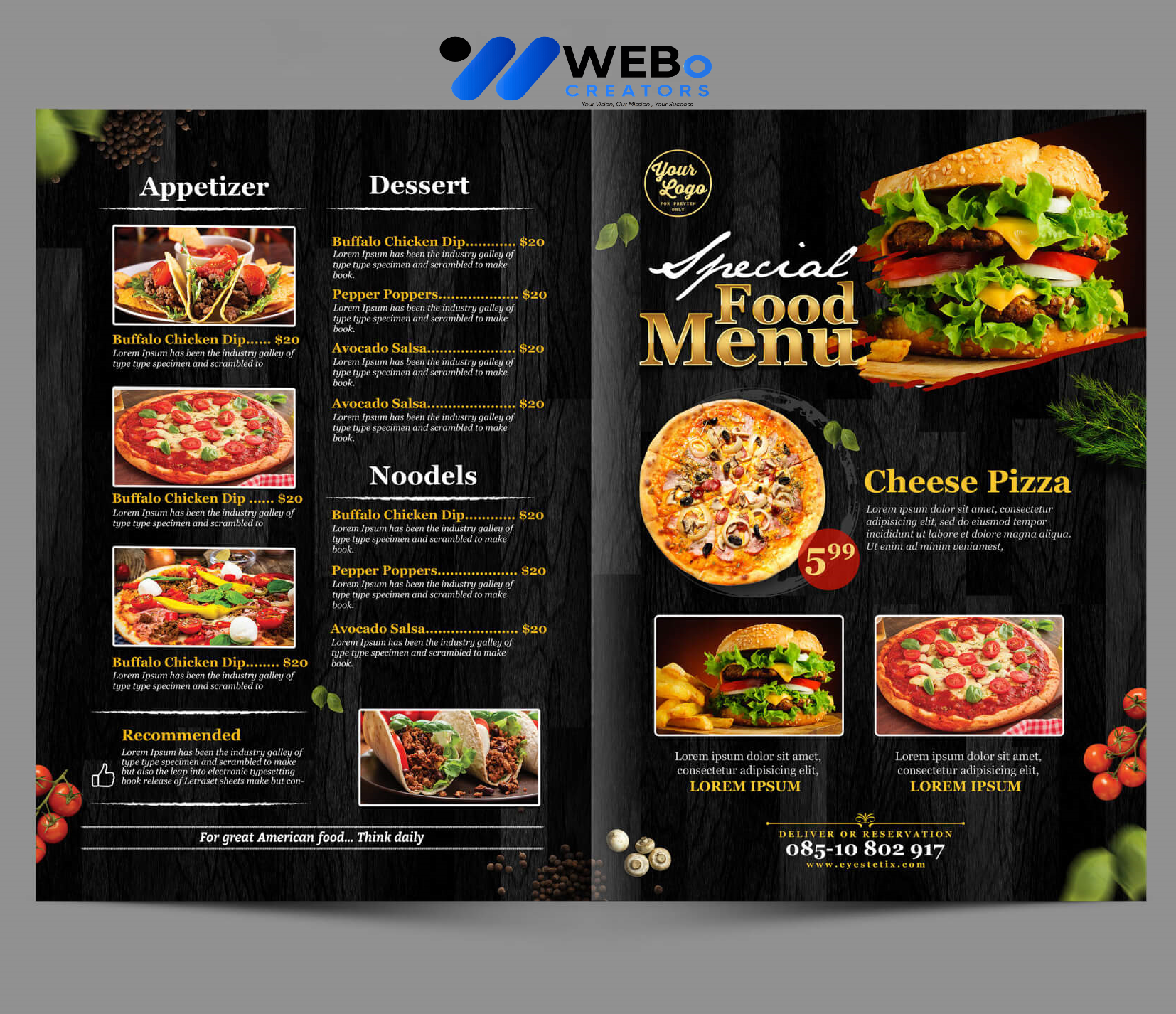 Modern restaurant menu design Sweden 2026 café menu layout food branding design services